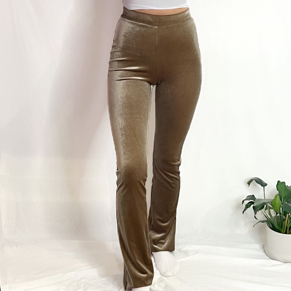 Velvet high waist stretch pants
